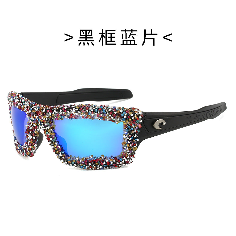 Women's sporty sunglasses with sparkling rhinestone frame Bowlift