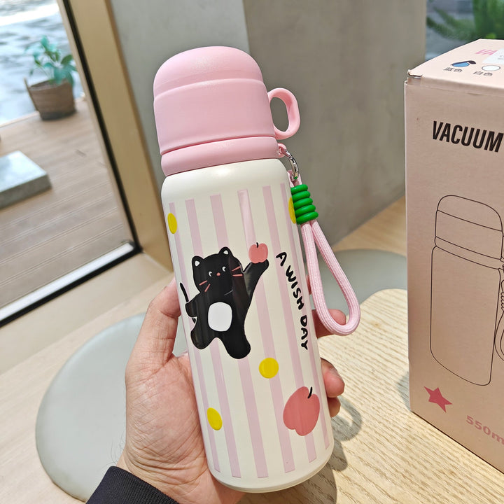 Women's Insulated Water Bottle with Secure Carry Handle and Creative Animal Design Bowlift