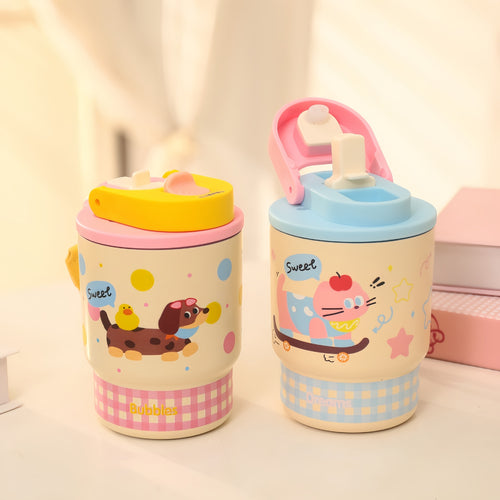 Women's Child-Friendly Drinking Bottle with Cute Dog Motif Bowlift