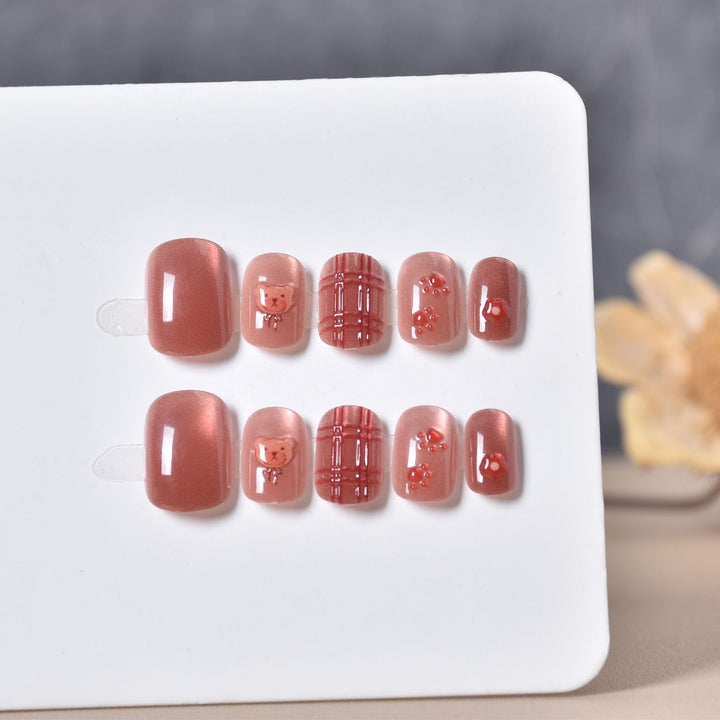 Glamorous Heart-Themed Press-On Nail Set Bowlift