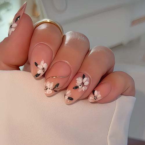 Artistic Floral Press-On Nail Enhancements Bowlift 1787913849