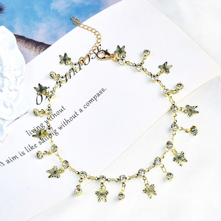 Elegant Crystal Chain Anklet Bowlift
