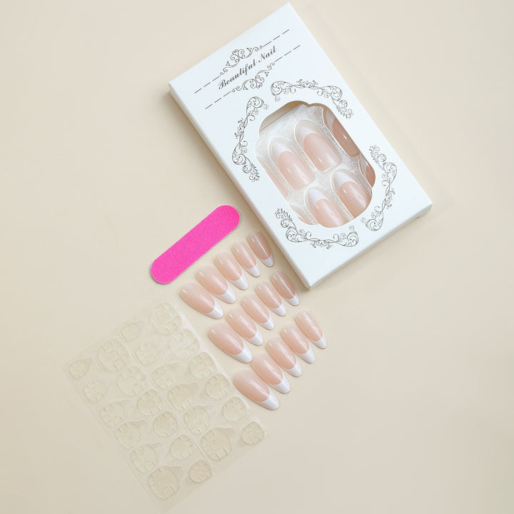 Elegant artificial nail set with classic French tips Bowlift
