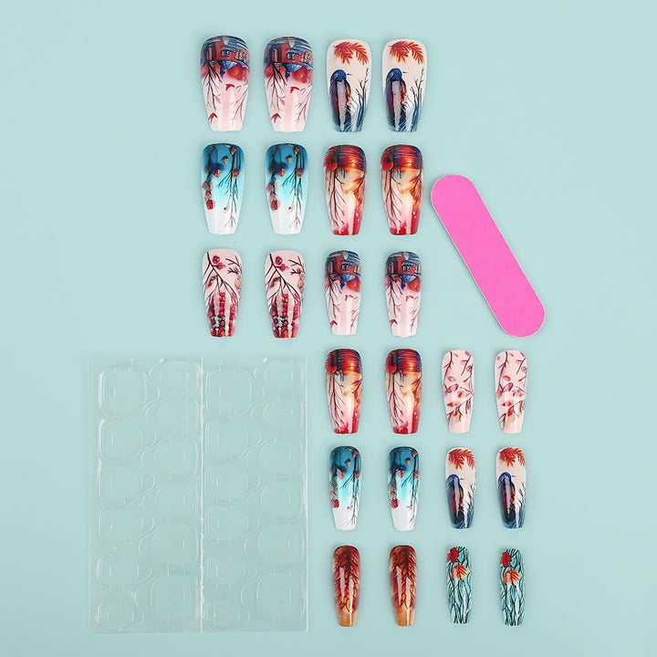 Creative artificial nails with floral and artistic patterns Bowlift