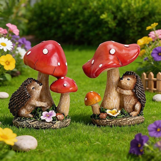 Cute decorative figure with hedgehog and fly agarics Bowlift