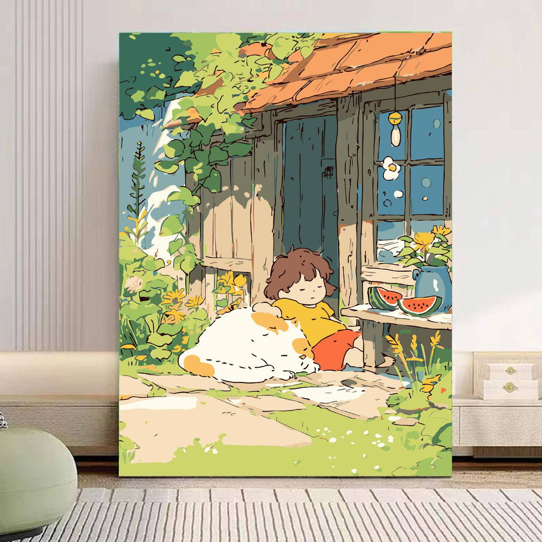 Playful Panda Illustration Canvas Art Bowlift