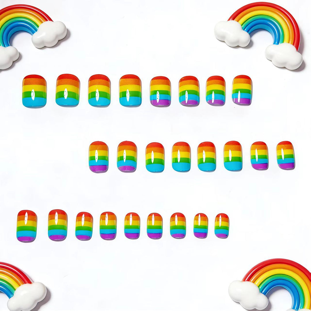 Creative Acrylic Nails in Rainbow Look Bowlift