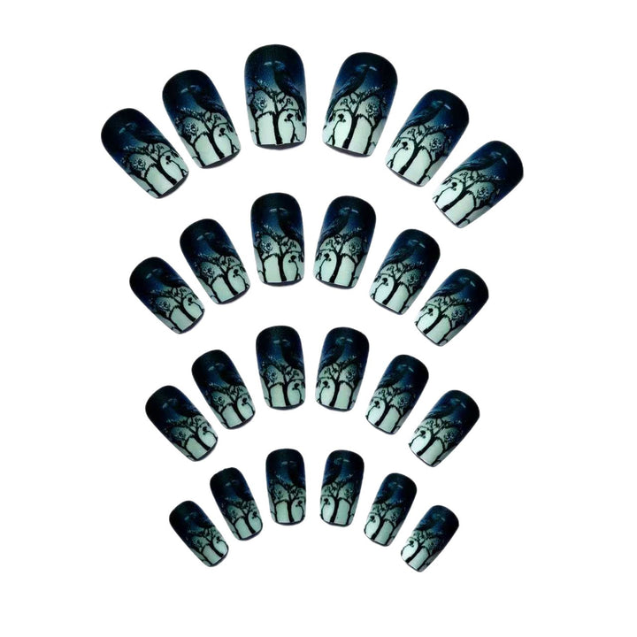 Artistic Raven-Themed Nail Art Bowlift