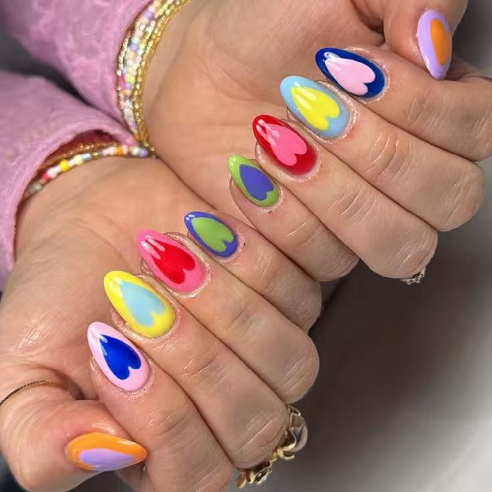 Artificial nails with cheerful heart design Bowlift
