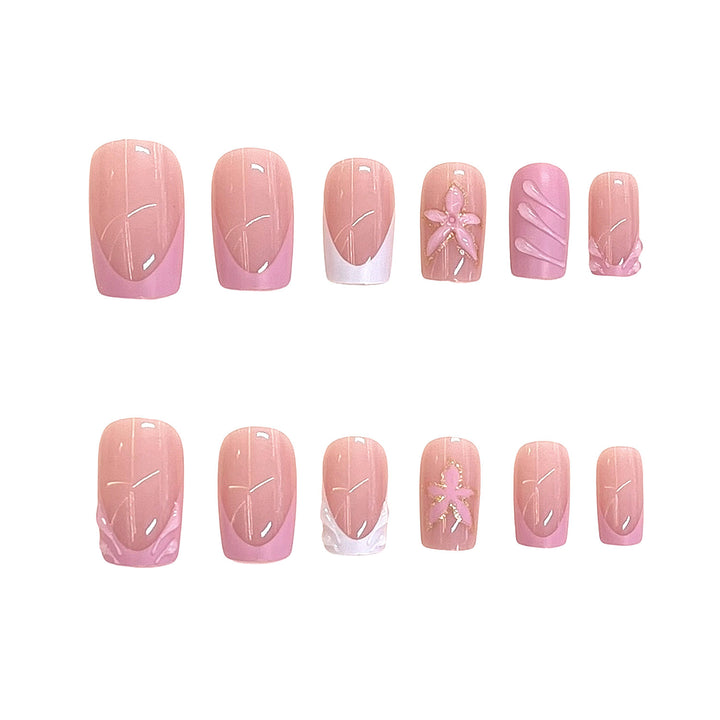 Elegant Floral Design Press-On Nail Set Bowlift