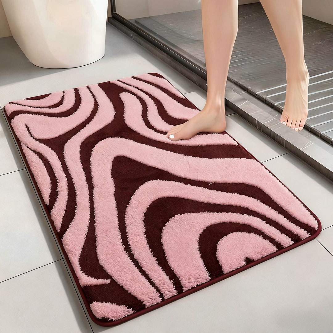 Abstract Wave Design Bath Mat Bowlift