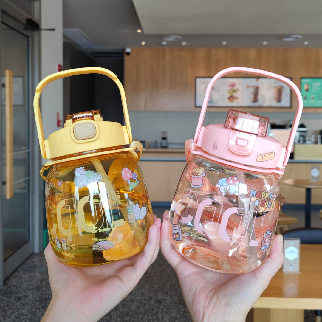Women colorful and leak-proof water bottle with ergonomic carrying handle Bowlift