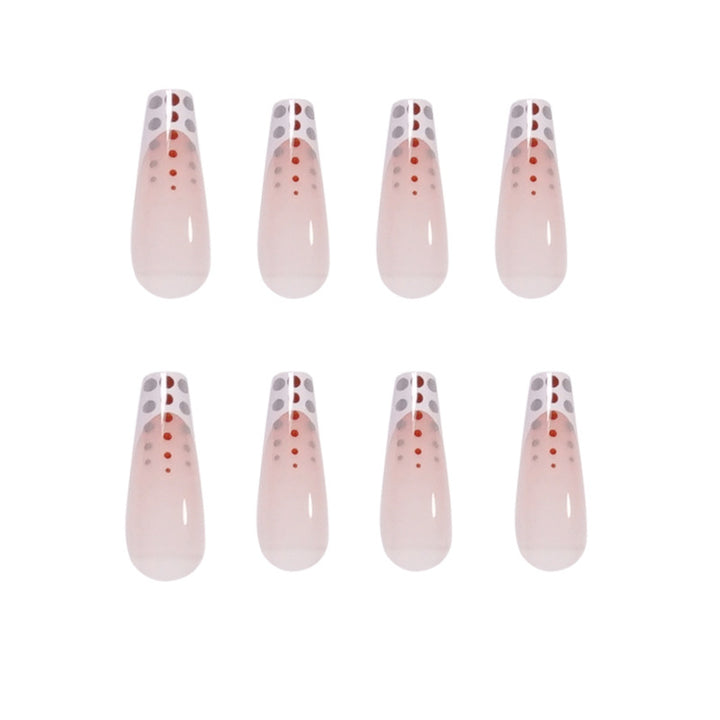 Artistic Nail Extensions with Elegant Dots and Shimmering Ombré Bowlift