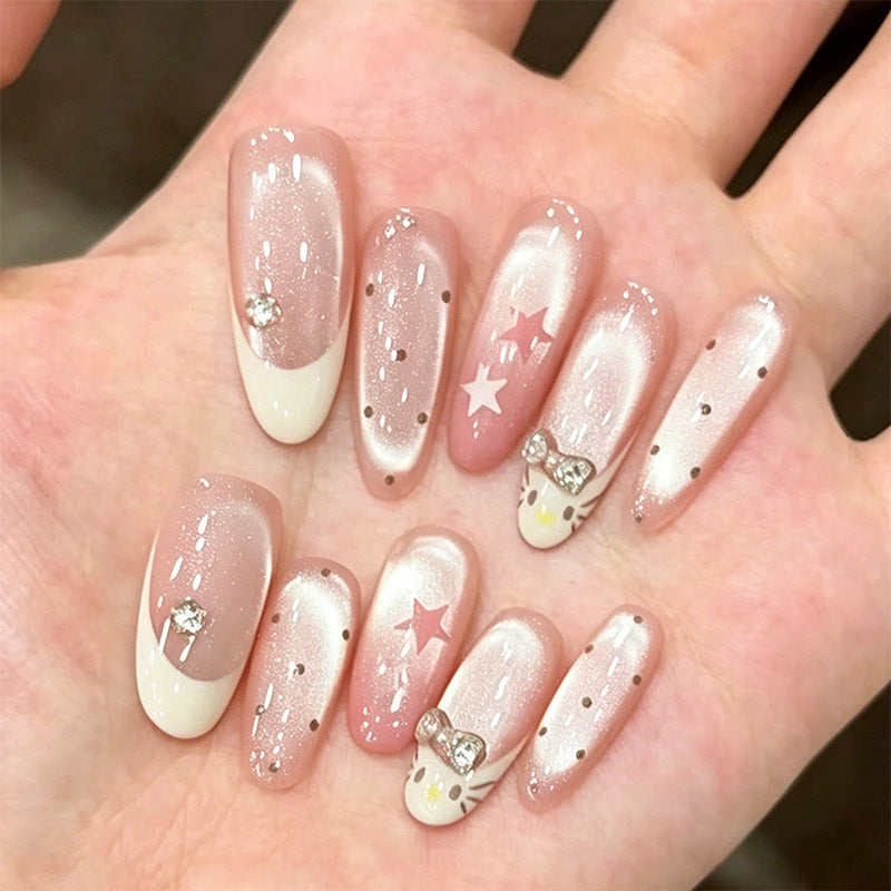 Acrylic nail set with elegant glitter accents Bowlift