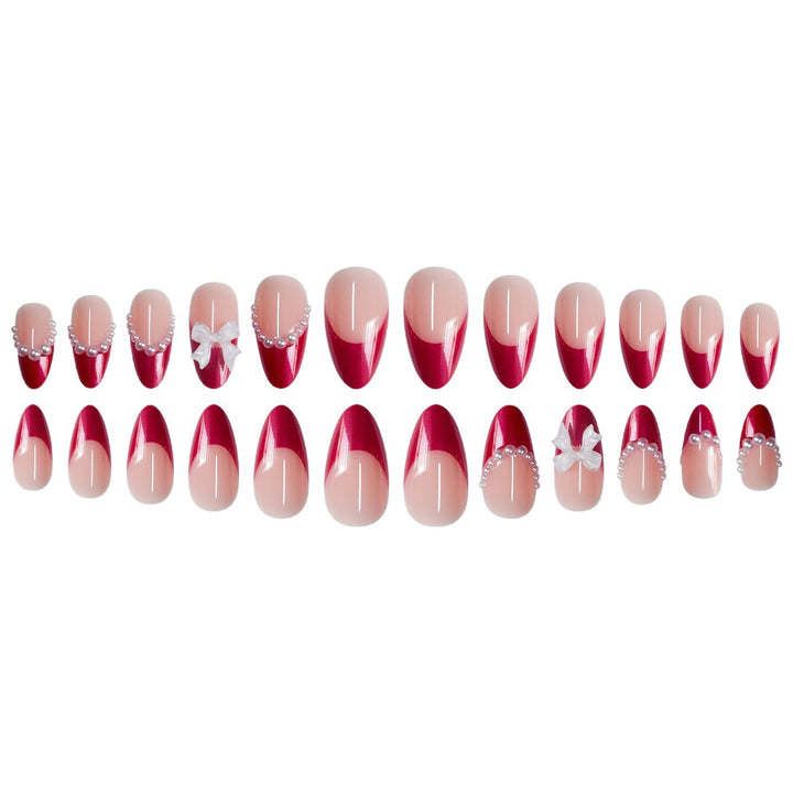 Decorative Stiletto Press-On Nails with Pearls and Bow Accents Bowlift
