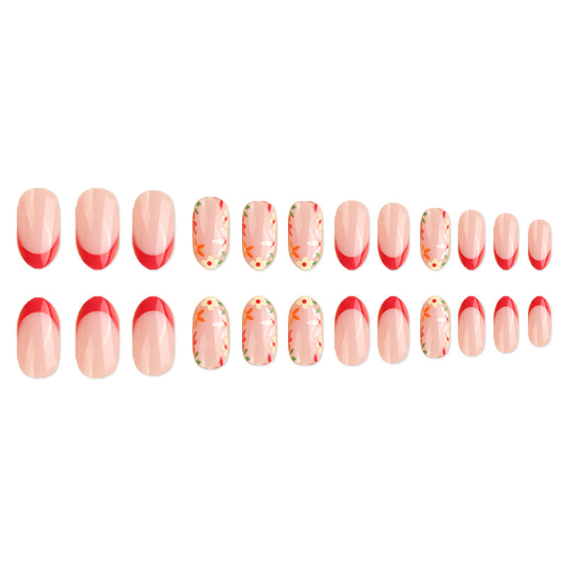 Floral French Tip False Nail Art Bowlift