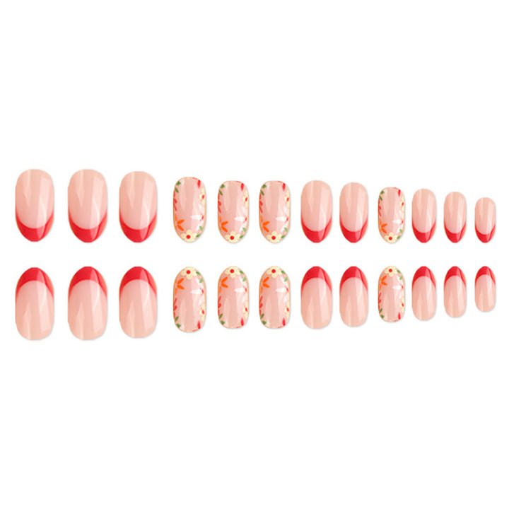 Floral French Tip False Nail Art Bowlift