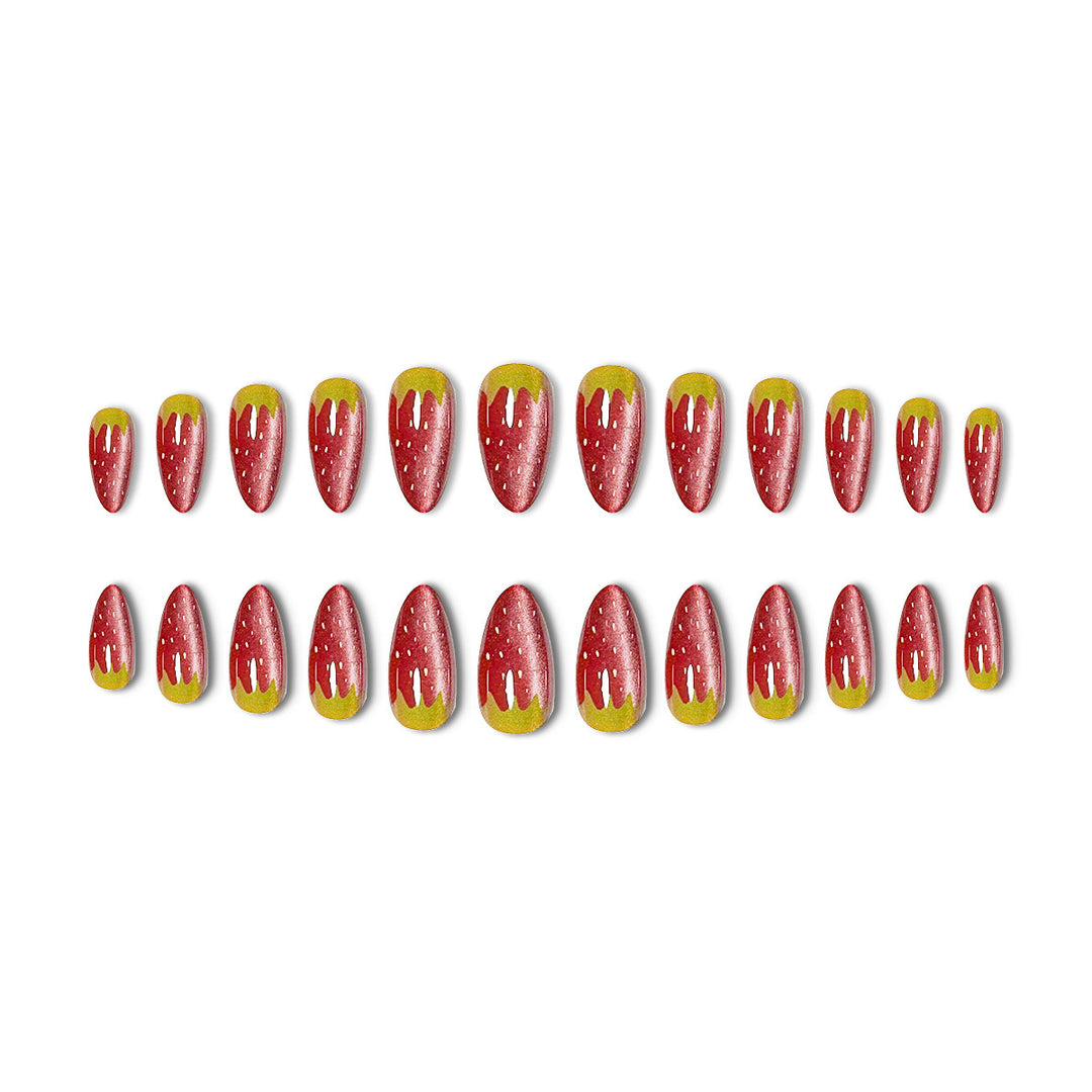 Strawberry-Themed Acrylic Nail Enhancements Bowlift