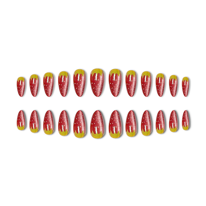 Strawberry-Themed Acrylic Nail Enhancements Bowlift