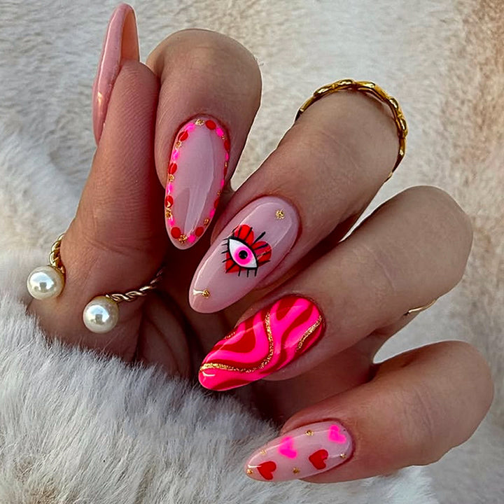 Creative heart and eye designs artificial nails Bowlift