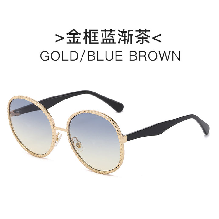 Women elegant oversized sunglasses with woven golden frame Bowlift