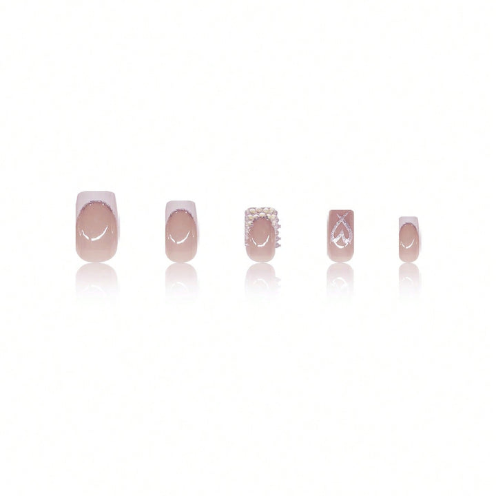 Decorative Rhinestone and Heart Design Press-On Nails Bowlift
