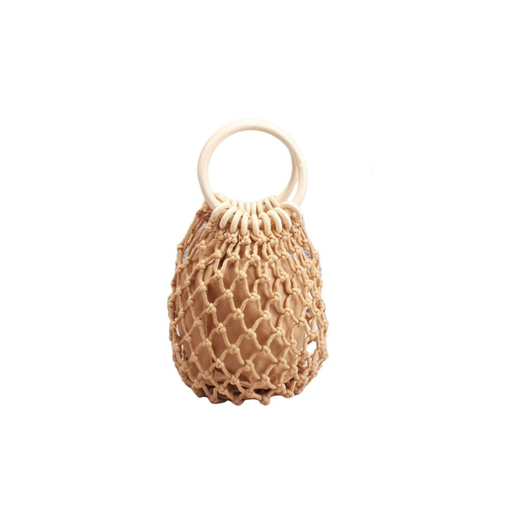 Macrame Carrying Bag with Wooden Handles Bowlift