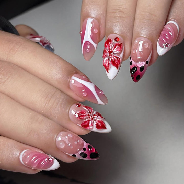Artistic Floral Nail Design Bowlift