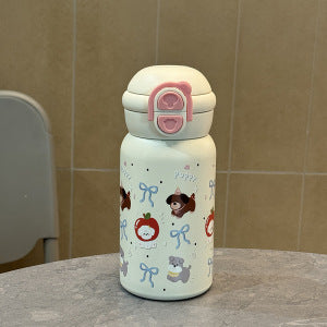 Women's insulated drinking bottle with secure pressure closure and playful animal design Bowlift