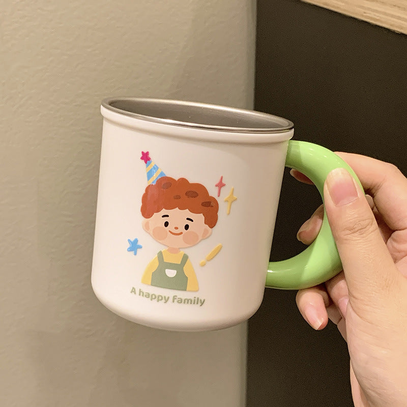 Stainless steel ceramic mug with cheerful family motif Bowlift