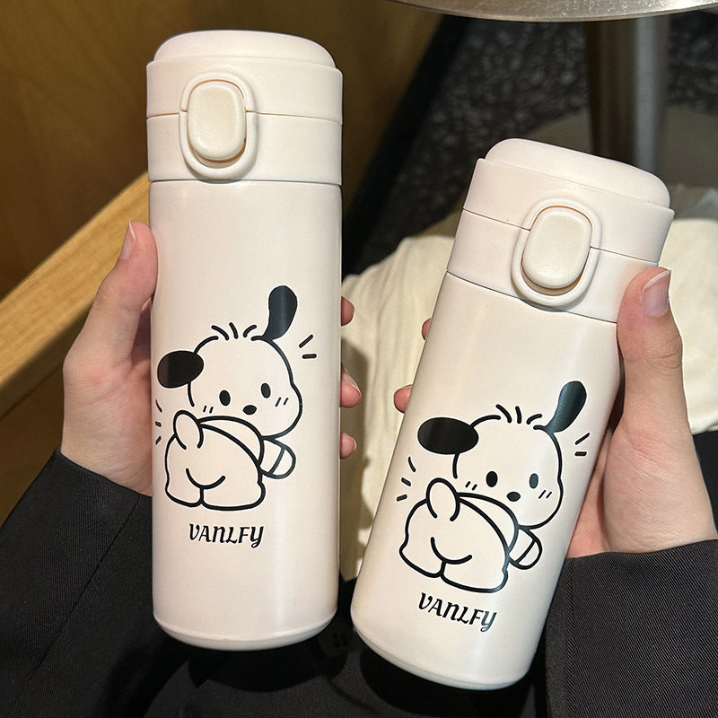 Ladies thermos bottle with secure flip top and cute animal design Bowlift