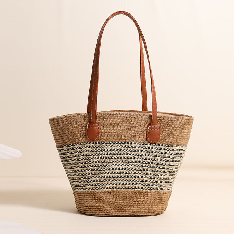 Elegant Bast Tote Bag with Leather Accents Bowlift