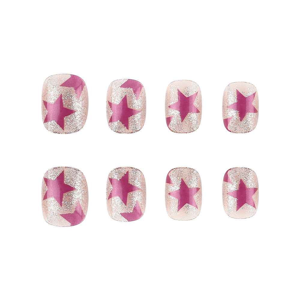 Artistic Press-On Nails with Star and Glitter Design Bowlift