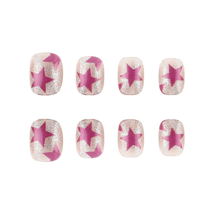 Artistic Press-On Nails with Star and Glitter Design Bowlift