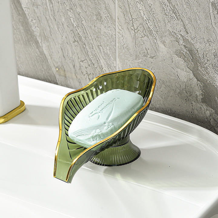 Elevated drainage acrylic soap dish with ribbed pedestal and sloped water channel Bowlift