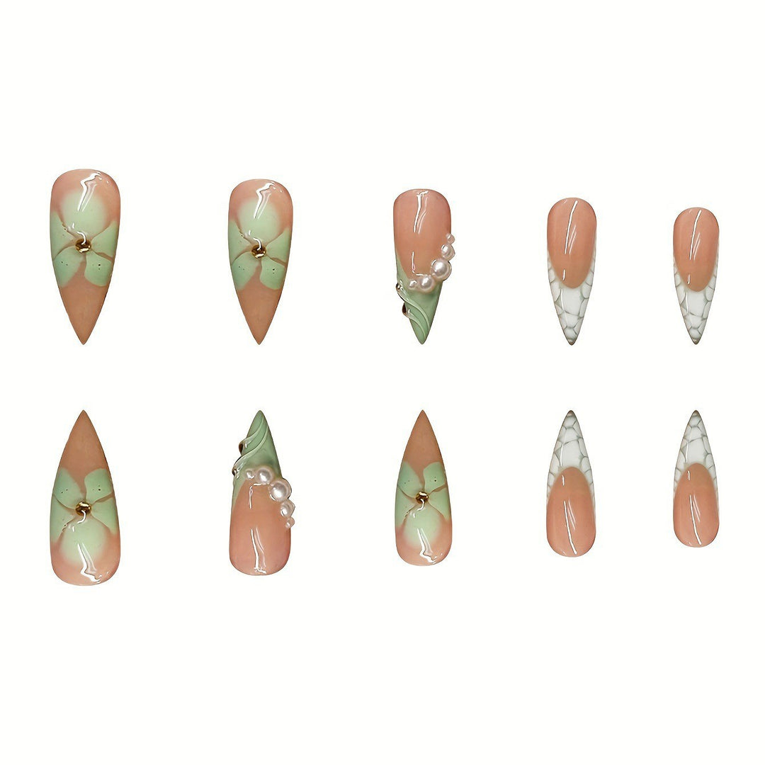 Decorative Stiletto Press-On Nail Extensions Bowlift