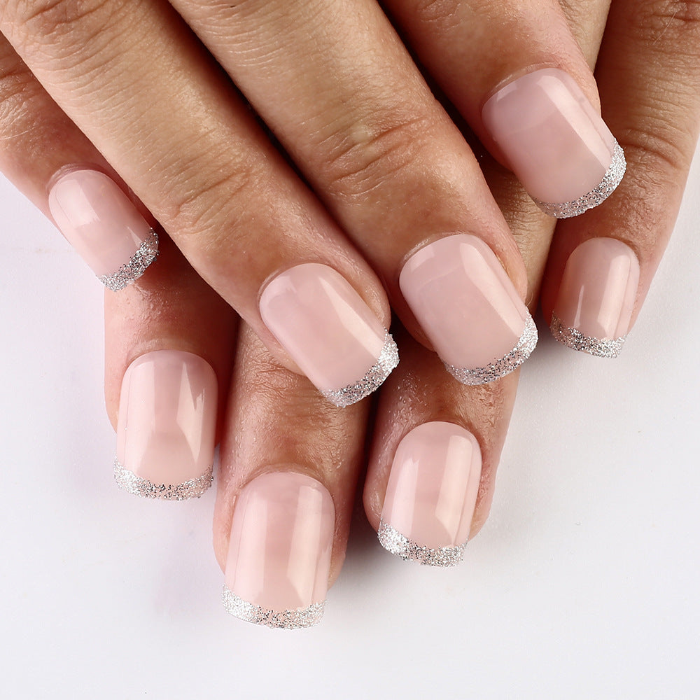 Elegant Glitter Tip Press-On Nails Bowlift