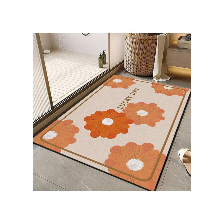 Cheerful Floral Message Bath Mat Bowlift