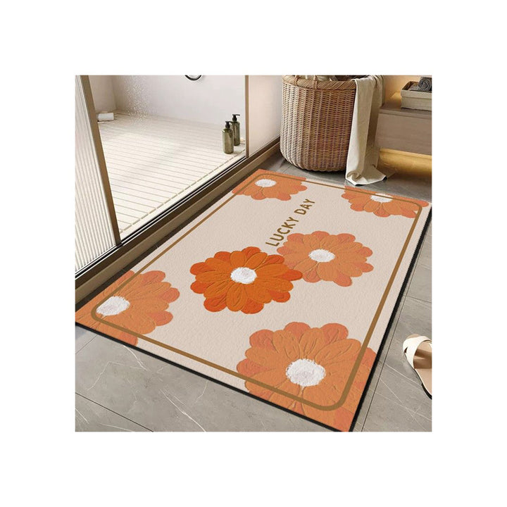 Cheerful Floral Message Bath Mat Bowlift