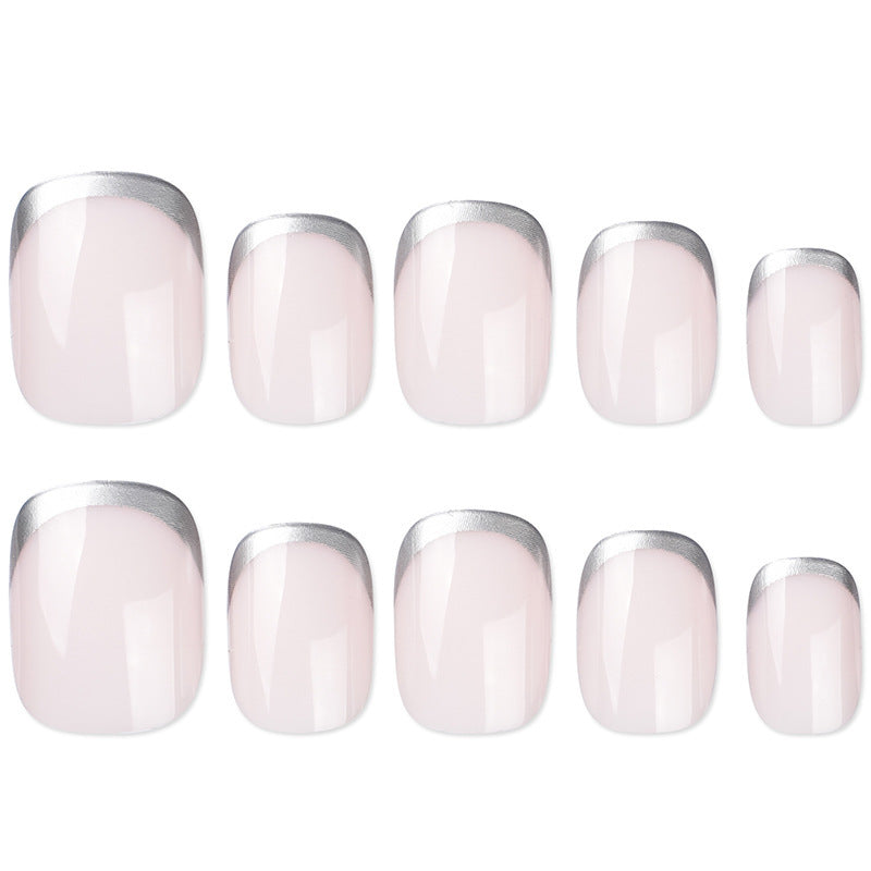 Artificial Nails in Natural French Tip Design Bowlift