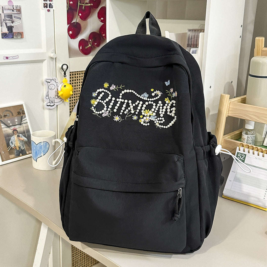 Embroidered Floral Design Backpack