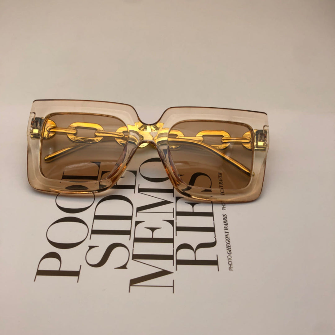 Women's Fashion Square Sunglasses with Chain Decoration Bowlift