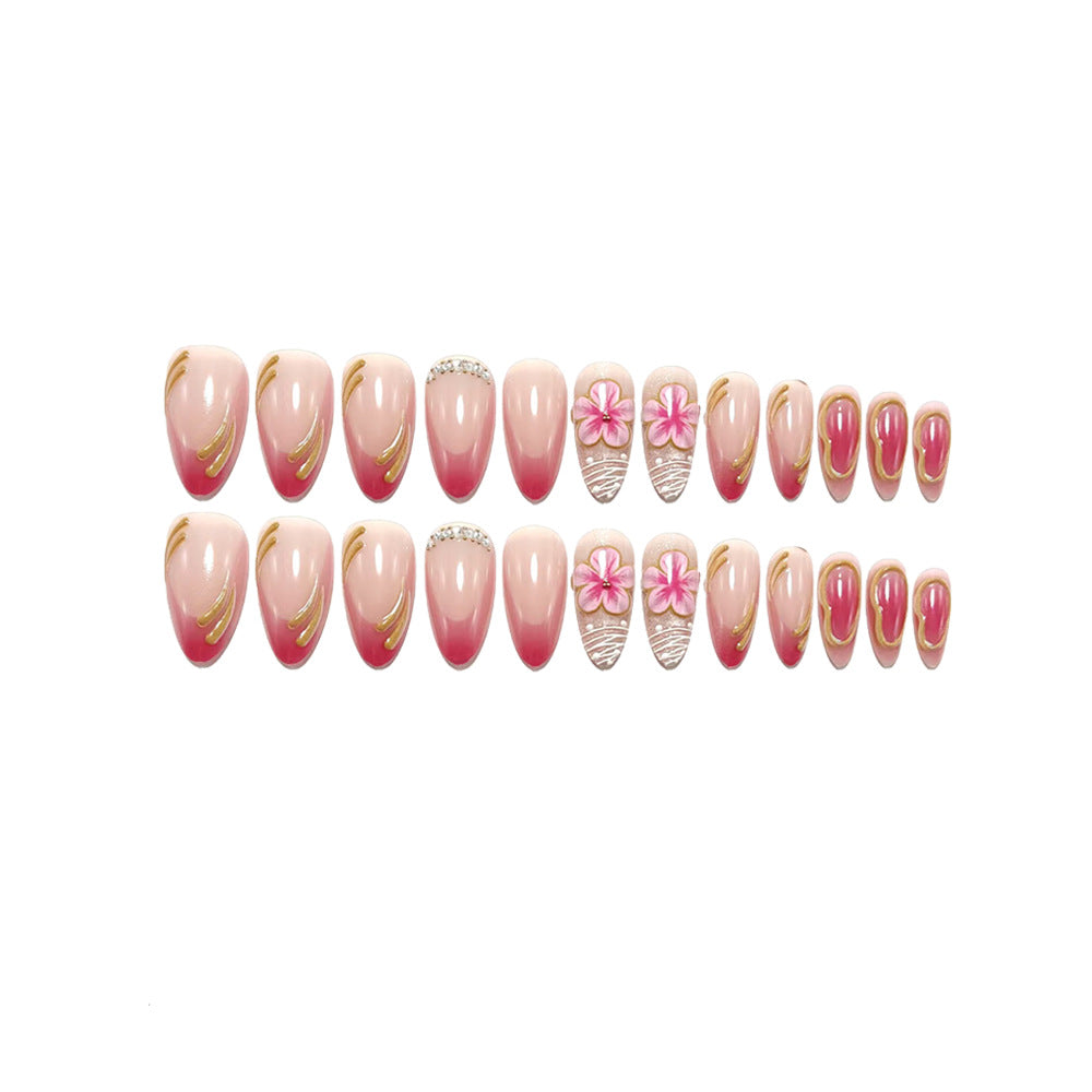 Artful Nail Extensions with Floral Design Bowlift