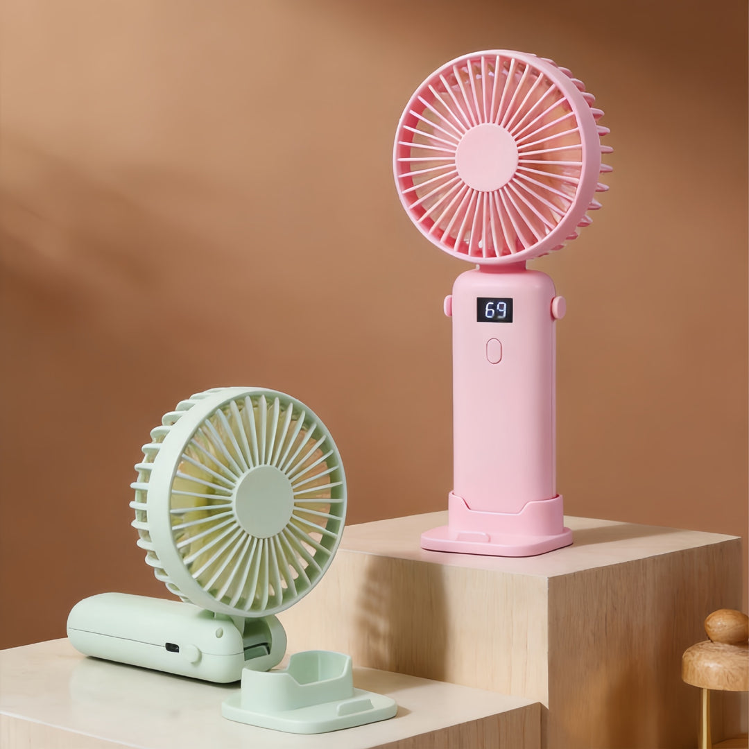 Ladies Portable USB Fan with Digital Speed Display Bowlift
