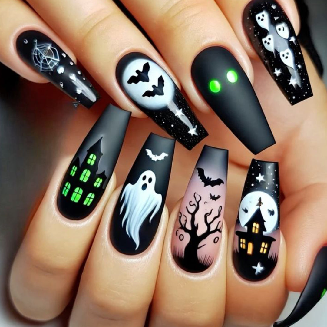 Spooky Gothic-Themed Nail Art Extensions Bowlift