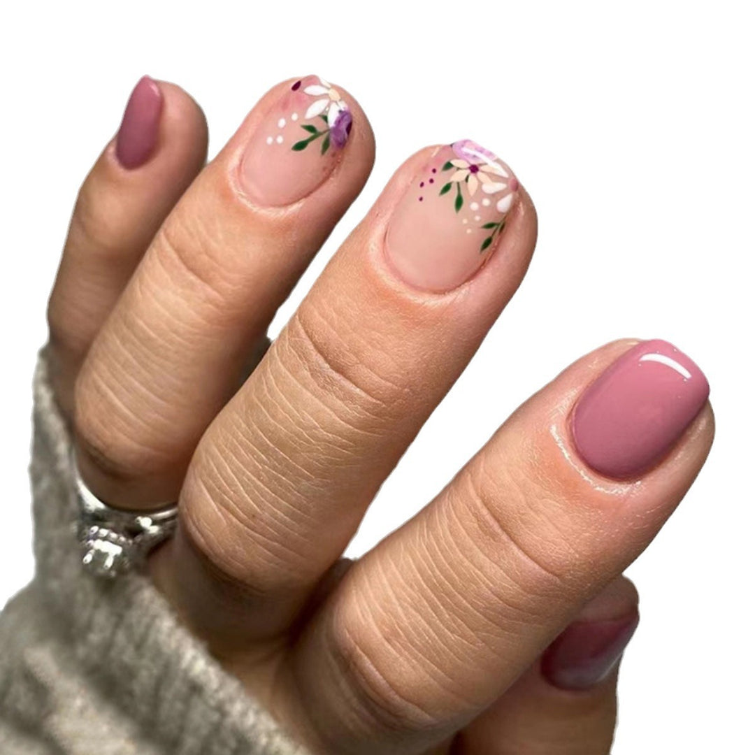 Artistic Floral Design Press-On Nails Bowlift