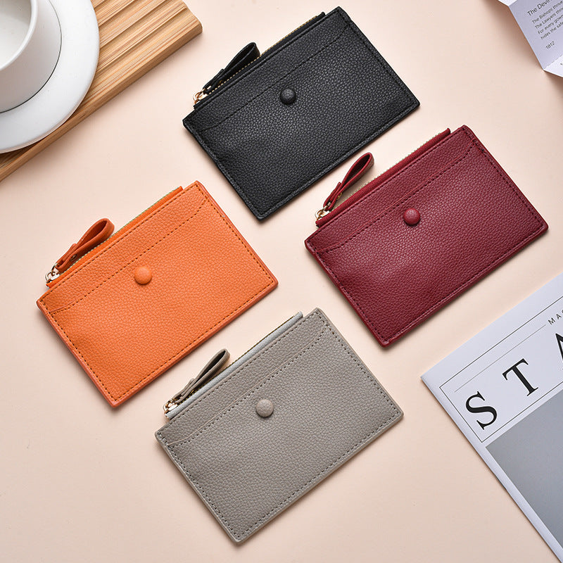 Textured  Leather Zip Card Holder Bowlift