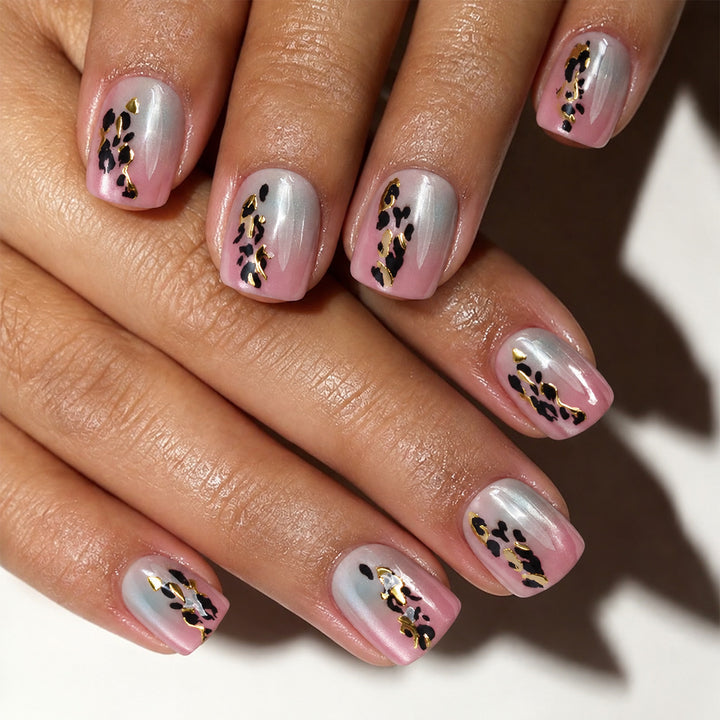 Artistic Press-On Nail Set with Floral Accents Bowlift