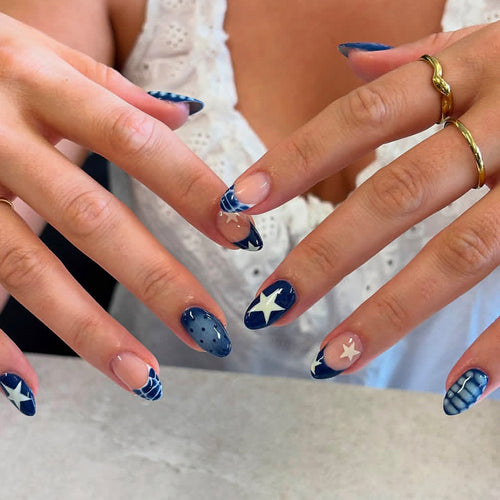 Artistic Ocean-Inspired Press-On Nail Set Bowlift