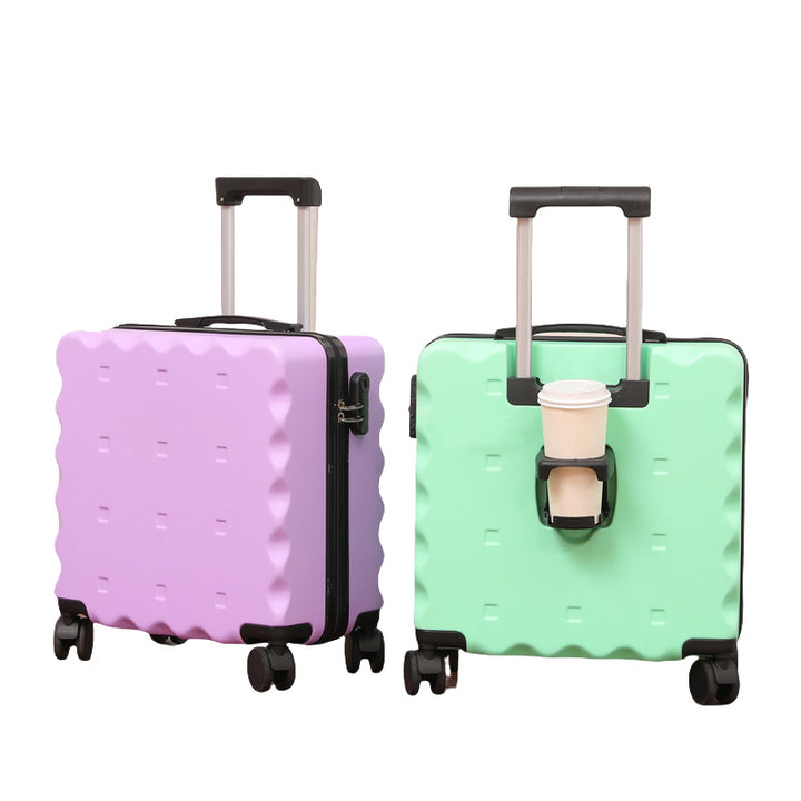Unisex Compact Hard-Shell Rolling Suitcase with Cup Holder Bowlift